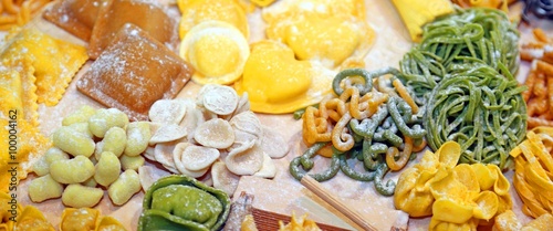 Photography pasta with eggs or stuffed with spinach