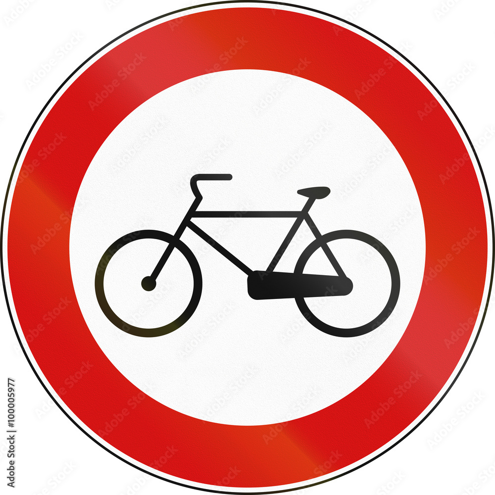 Road sign used in Italy - bicycles not allowed Road sign used in Italy - bicycles not allowed