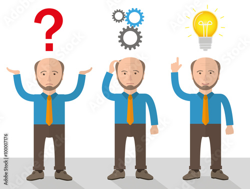 Cartoon Old Businessman Problem Solution