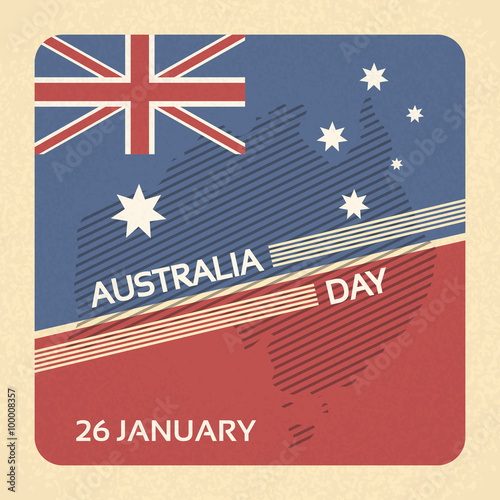 Australia Day Flag National Banner Retro Card