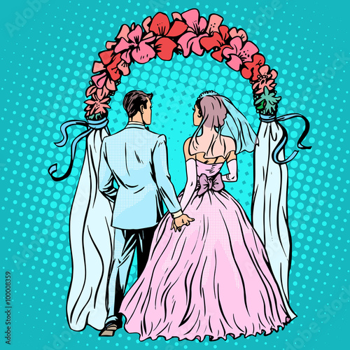 Wedding groom bride altar