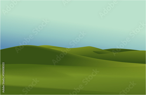 Rural landscape with green hills