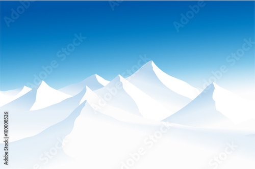 Winter landscape with high mountains