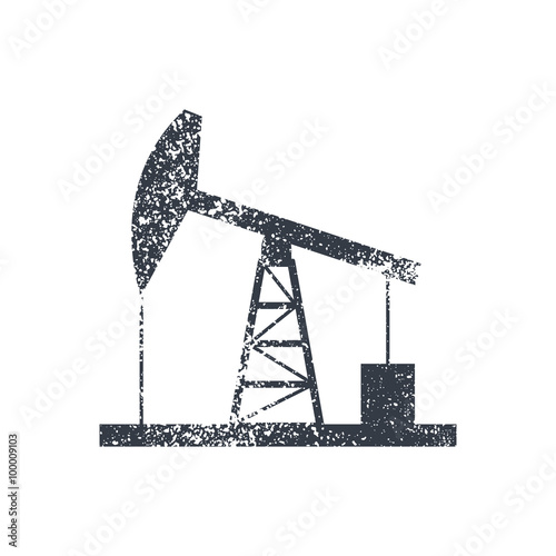 Oil derrick icon. Vintage style vector illustration.