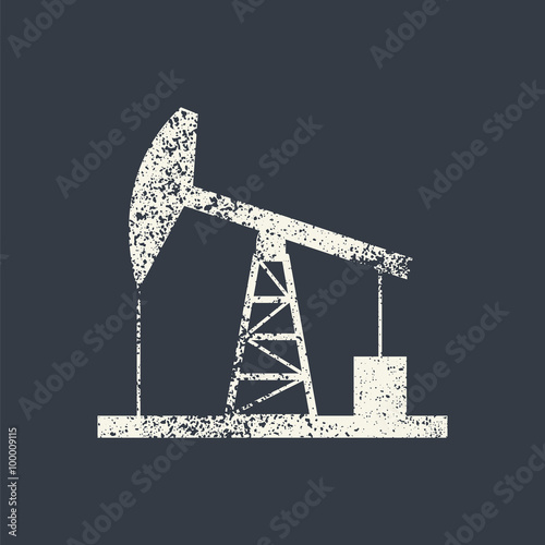 Oil derrick icon. Vintage style vector illustration.