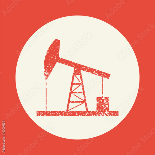 Oil derrick icon. Vintage style vector illustration.