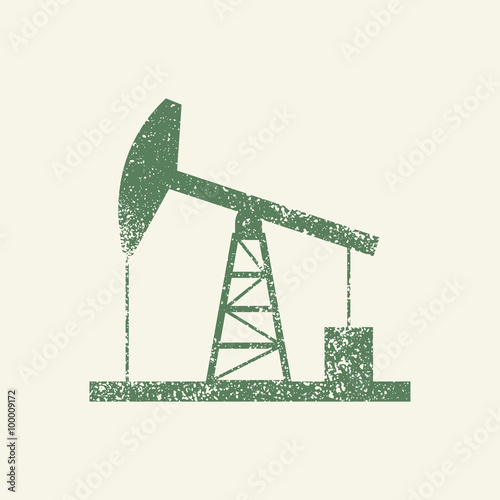 Oil derrick icon. Vintage style vector illustration.