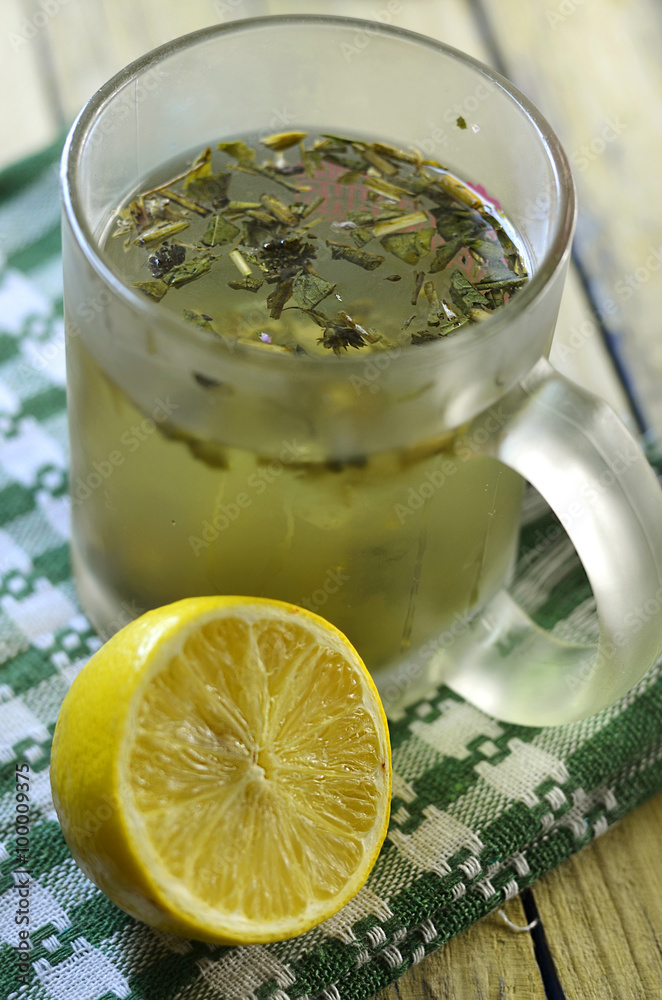 tea with medicinal herbs and lemon tea with medicinal herbs and lemon