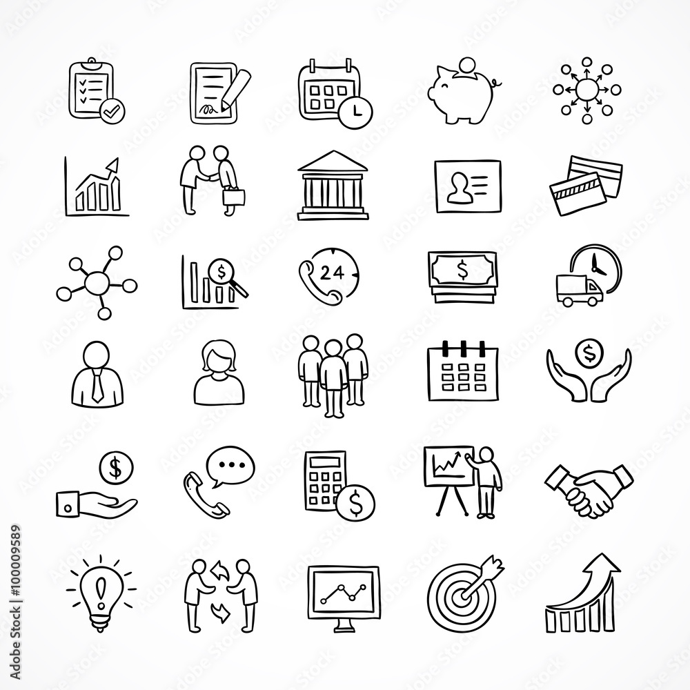 Hand drawn business and finance icons. Design elements for infographics. Hand drawn business and finance icons. Design elements for infographics.