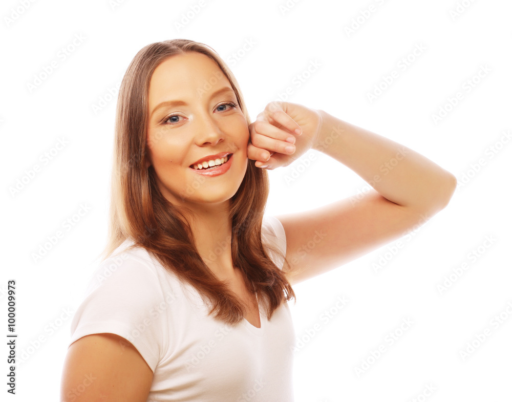 young woman wearing white t-shirt young woman wearing white t-shirt