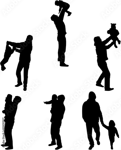 Silhouette father of the child.