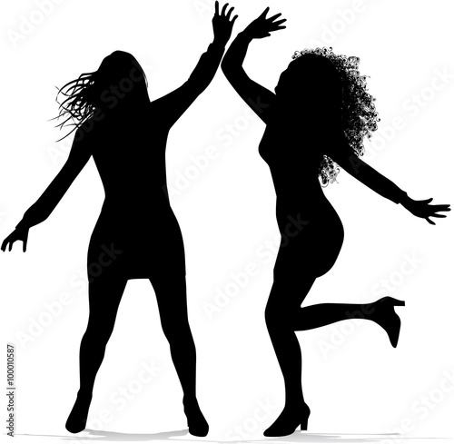 Dancing women silhouettes.