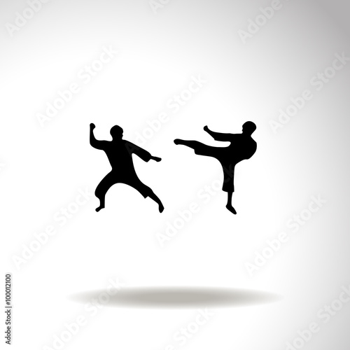Martial art silhouette vector icon.
