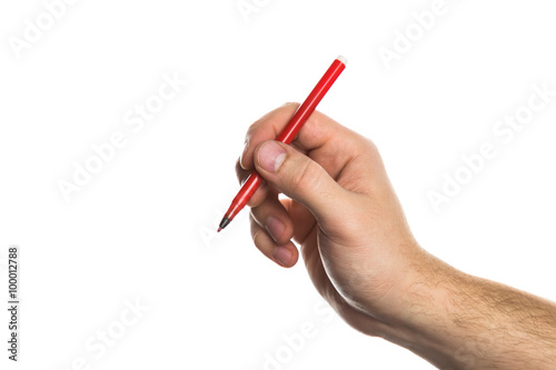 Hand holding felt tip pen