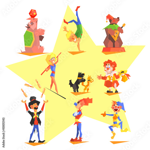 Circus collection with carnival, fun fair, vector icons