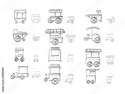 Sketch icons collection for food trolley