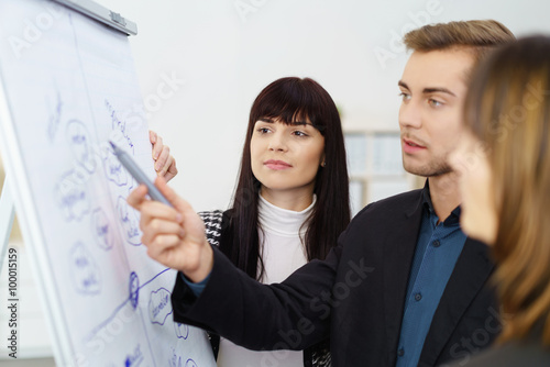 kollegen arbeiten konzentriert am flipchart