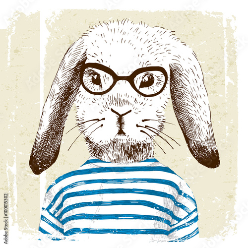 illustration of dressed up bunny 