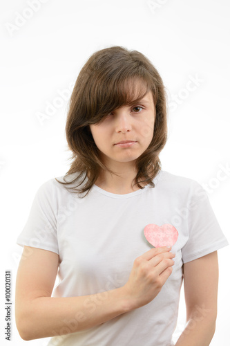 Young woman and paper hearts