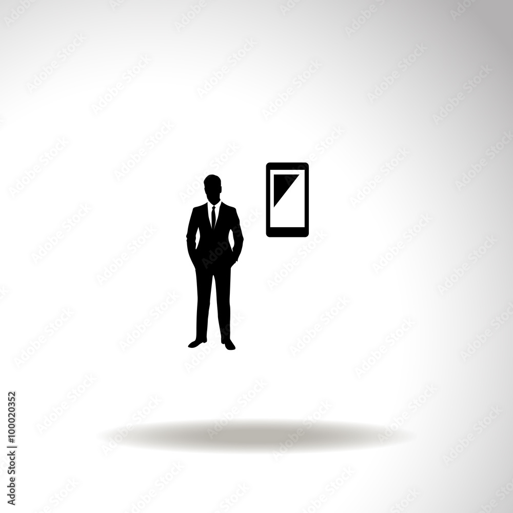 Phone, businessman symbol