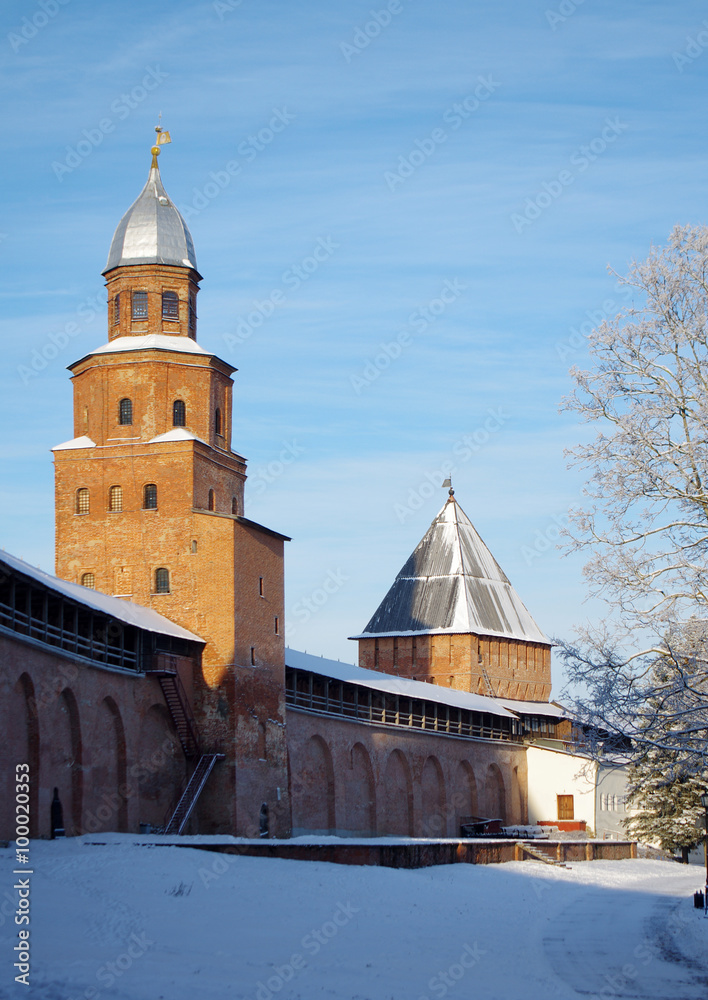 Kokui  tower of Novgorod Kremlin in Veliky Novgorod, Russia