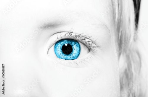 Beautiful insightful blue look eyes