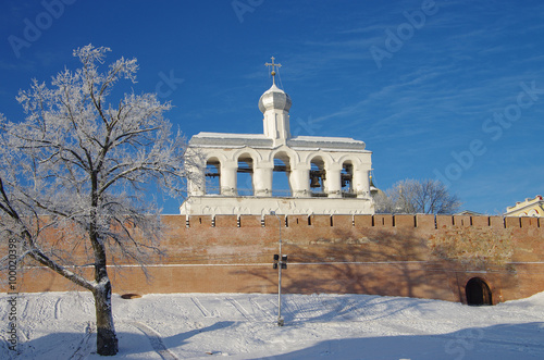 The bell tower of St. Sophia Cathedral in Veliky Novgorod