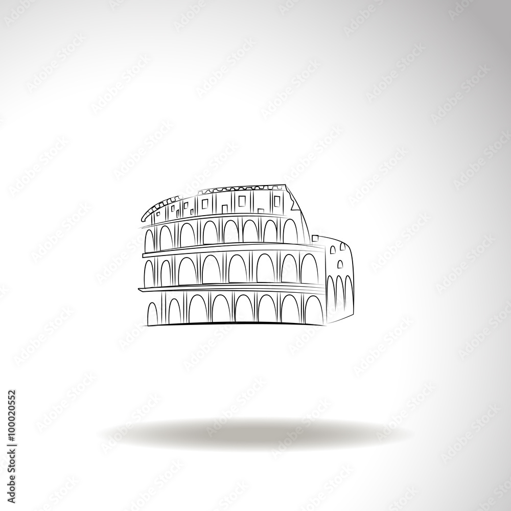 Great Colosseum, Rome, Italy. Sketch. Vector illustration.