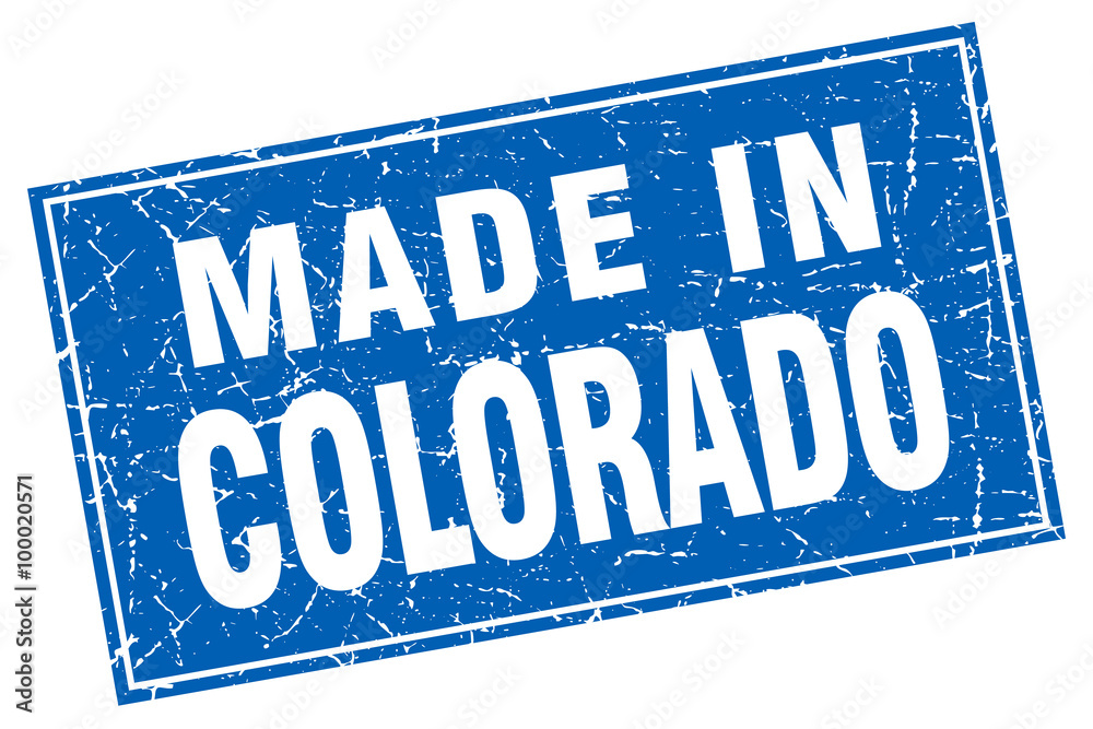 Colorado blue square grunge made in stamp