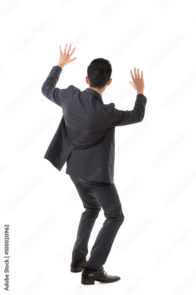 Holding pose of Asian business man