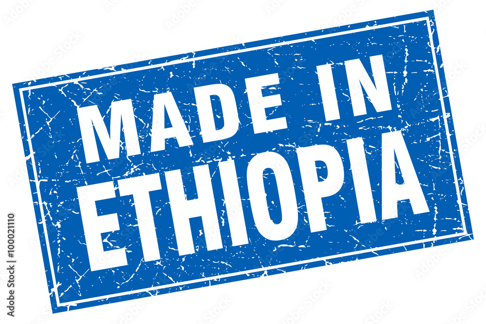 Ethiopia blue square grunge made in stamp Ethiopia blue square grunge made in stamp