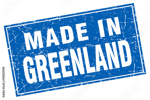 Greenland blue square grunge made in stamp