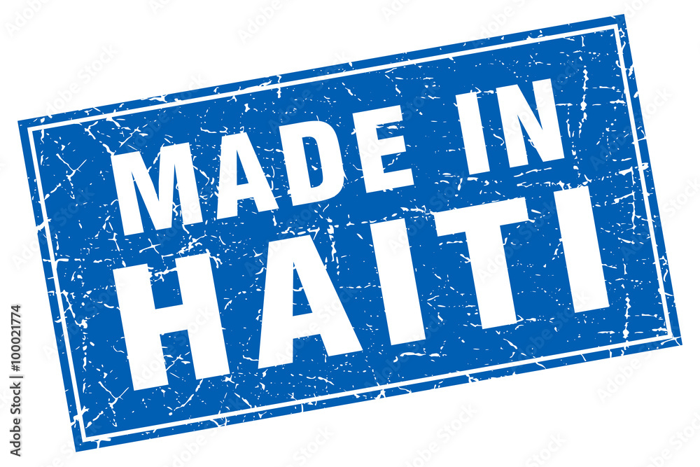 Haiti blue square grunge made in stamp Haiti blue square grunge made in stamp