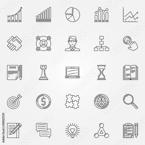 Business strategy linear icons
