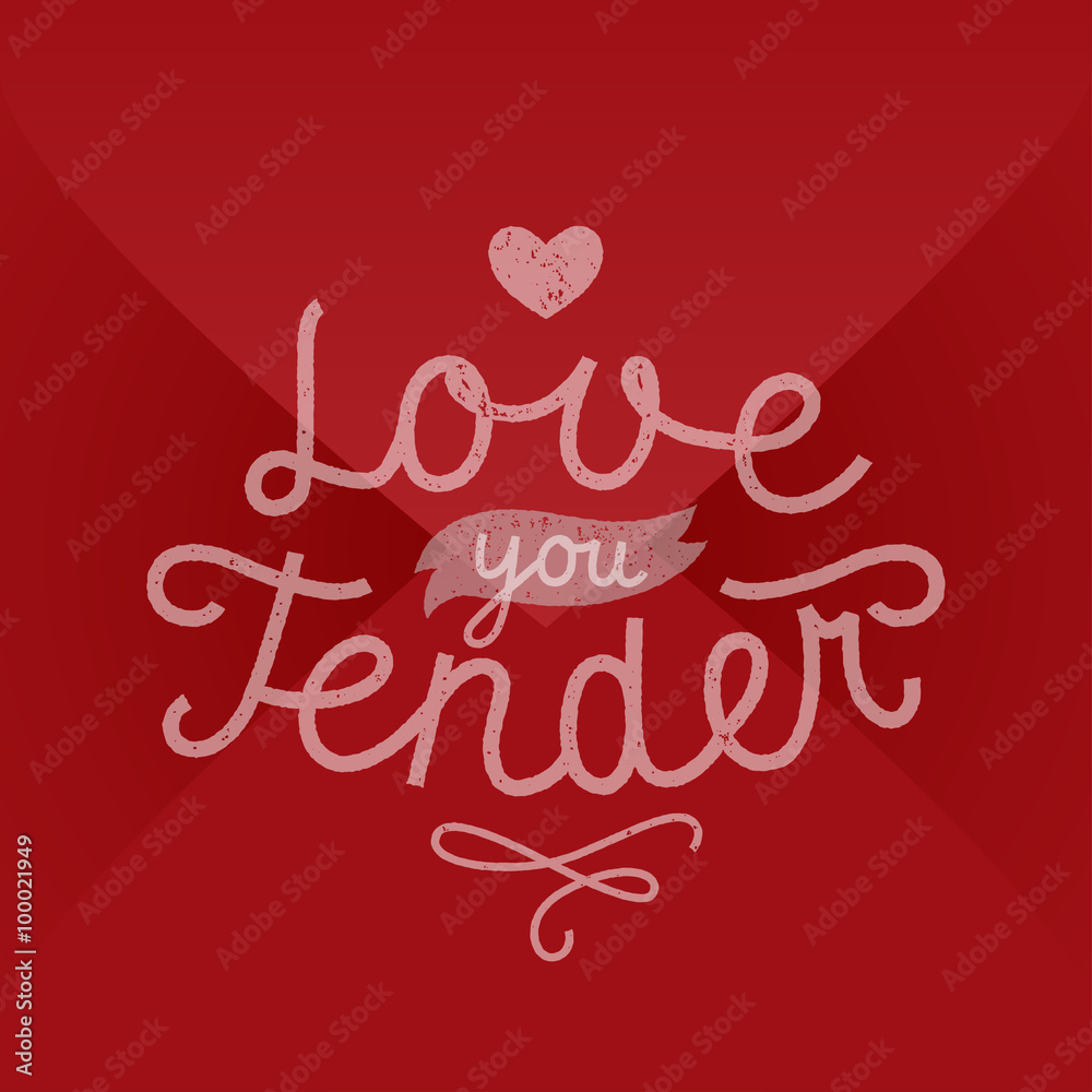 Naklejka premium love you tender message lettering on envelope