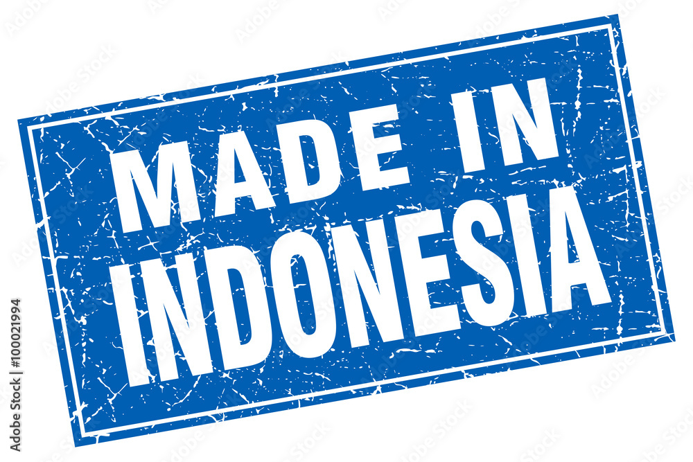 Indonesia blue square grunge made in stamp Indonesia blue square grunge made in stamp