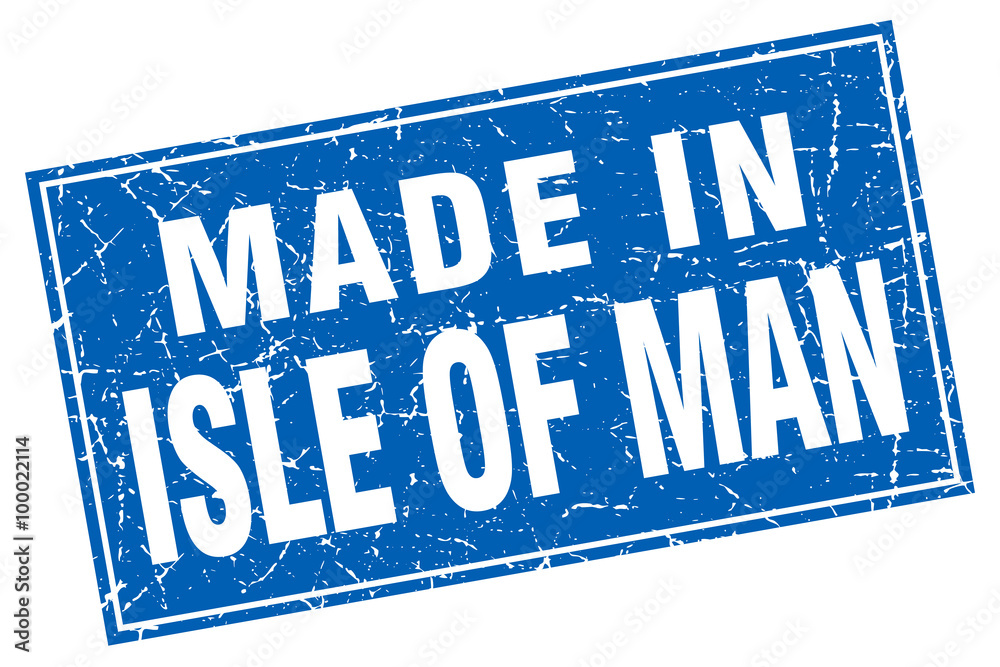 Isle Of Man blue square grunge made in stamp Isle Of Man blue square grunge made in stamp