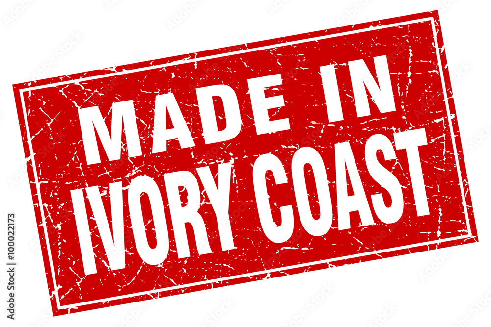 Ivory Coast red square grunge made in stamp Ivory Coast red square grunge made in stamp