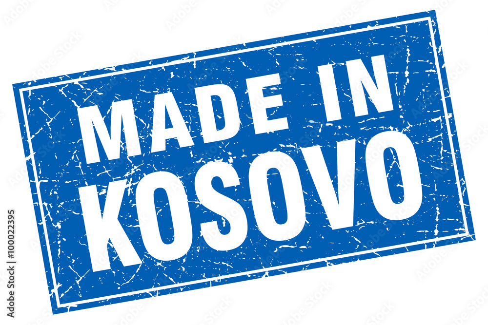 Kosovo blue square grunge made in stamp Kosovo blue square grunge made in stamp