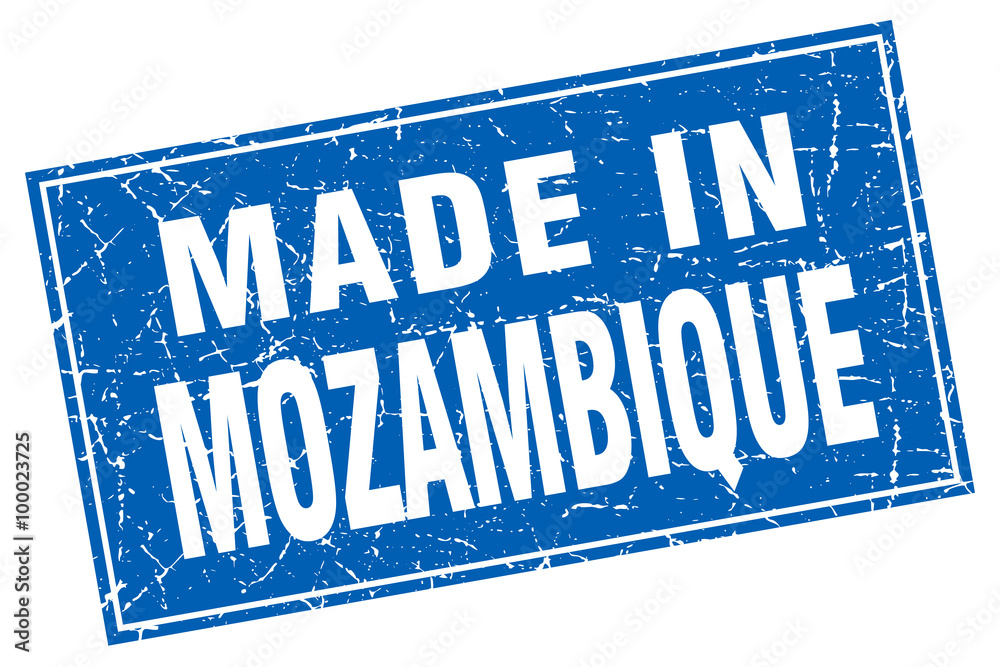 Mozambique blue square grunge made in stamp