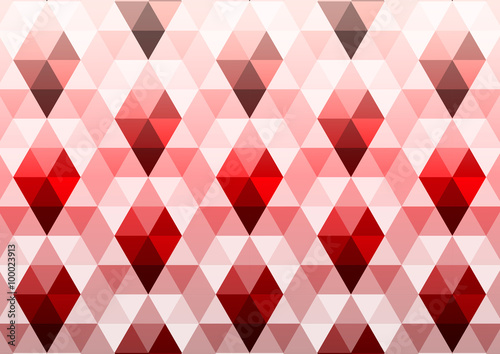 Triangle polygon seamless pattern on light overlay red gradient background. Endless texture. Pattern swatches included in file.