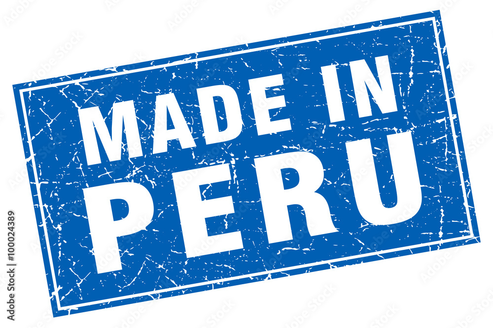 Peru blue square grunge made in stamp