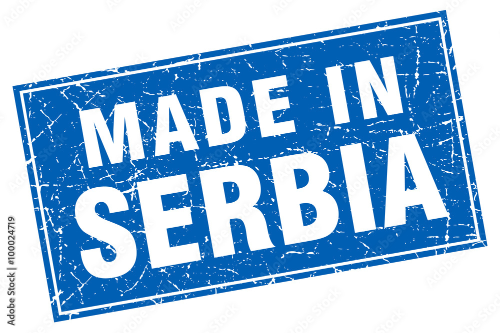 Serbia blue square grunge made in stamp Serbia blue square grunge made in stamp