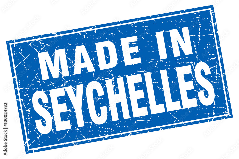 Seychelles blue square grunge made in stamp Seychelles blue square grunge made in stamp