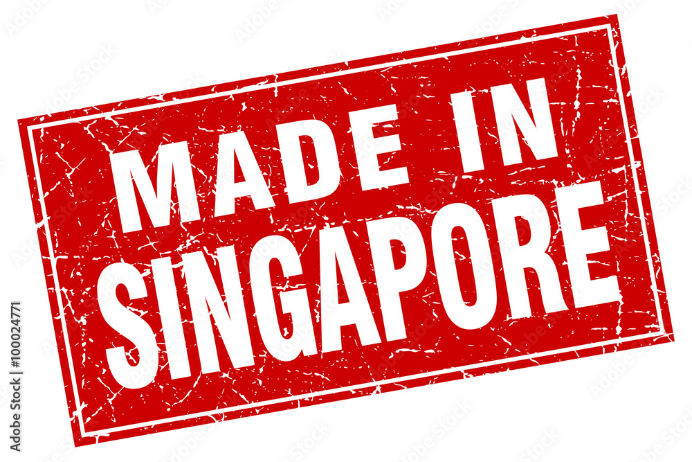 Singapore red square grunge made in stamp Singapore red square grunge made in stamp