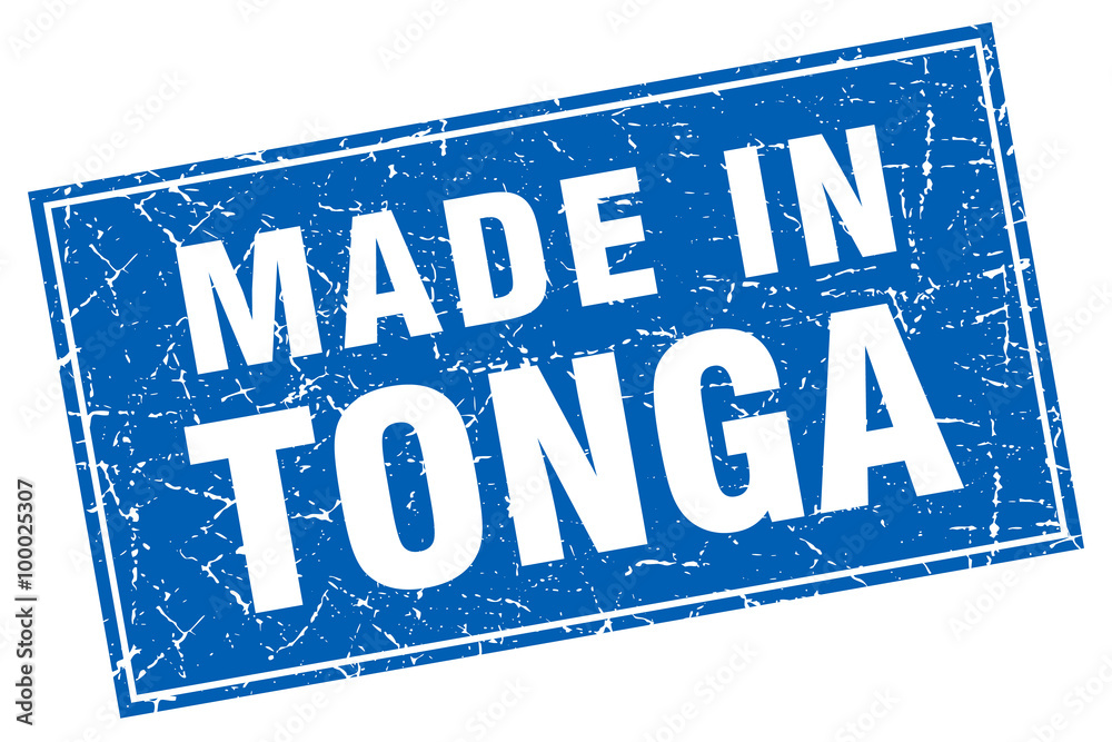 Tonga blue square grunge made in stamp Tonga blue square grunge made in stamp