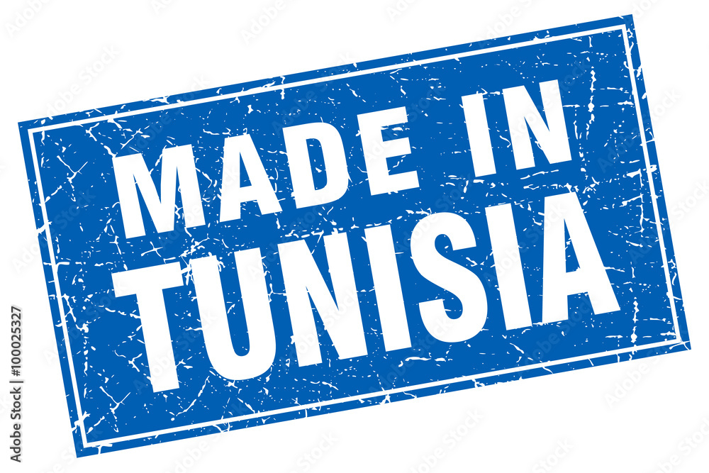 Tunisia blue square grunge made in stamp Tunisia blue square grunge made in stamp