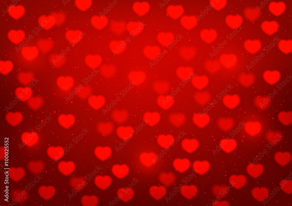 Shiny hearts on red background Shiny hearts on red background