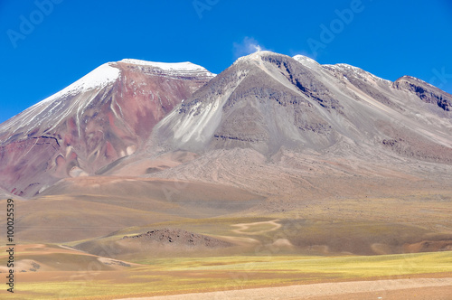Colorful volcanoes in the high Andean plateau in Bolivia