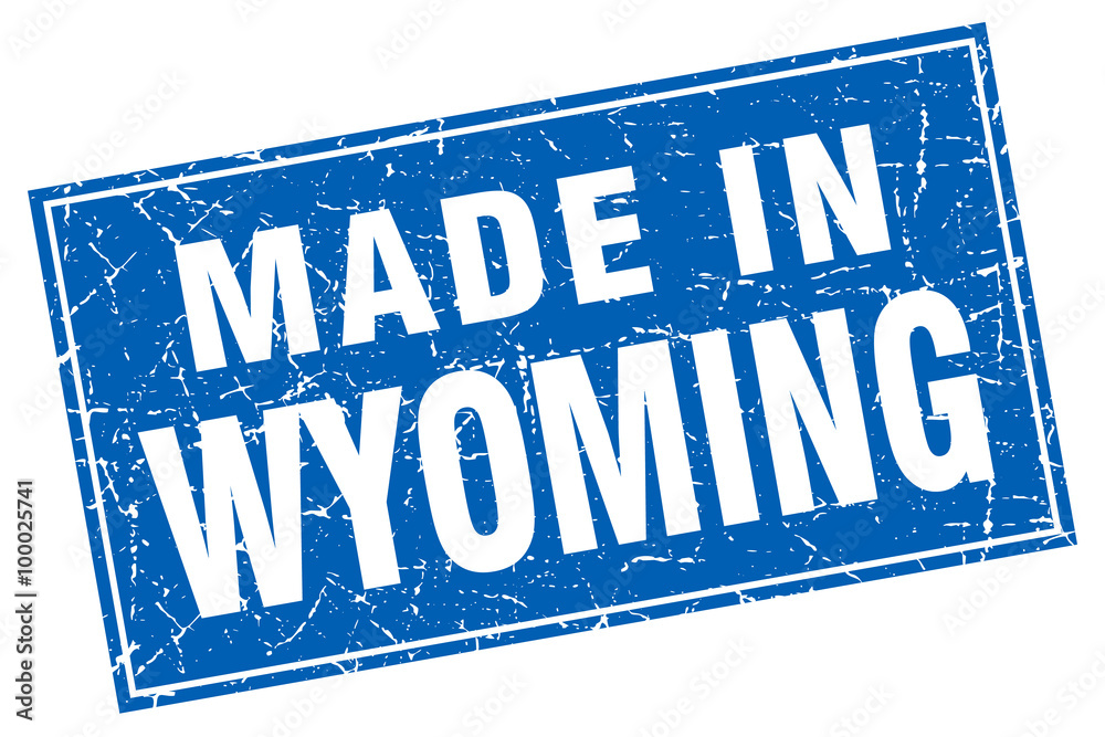 Wyoming blue square grunge made in stamp Wyoming blue square grunge made in stamp